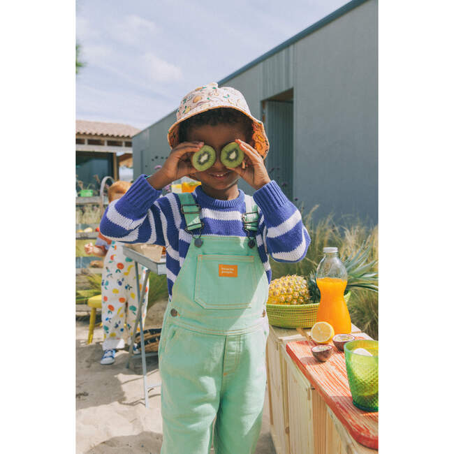 Straight Neckline Long Overalls, Green Cream - Overalls - 5