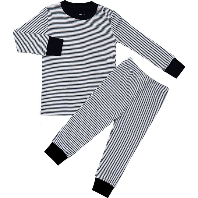 Classic Stripe Pajama Set, Navy - Pajamas - 1