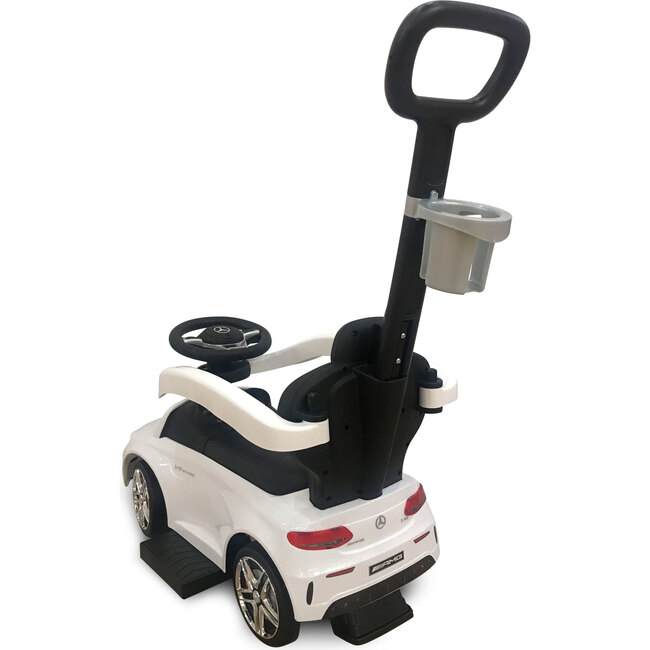 Mercedes C63 3 in 1 Push Car, White with Cup Holder - Ride-On - 5