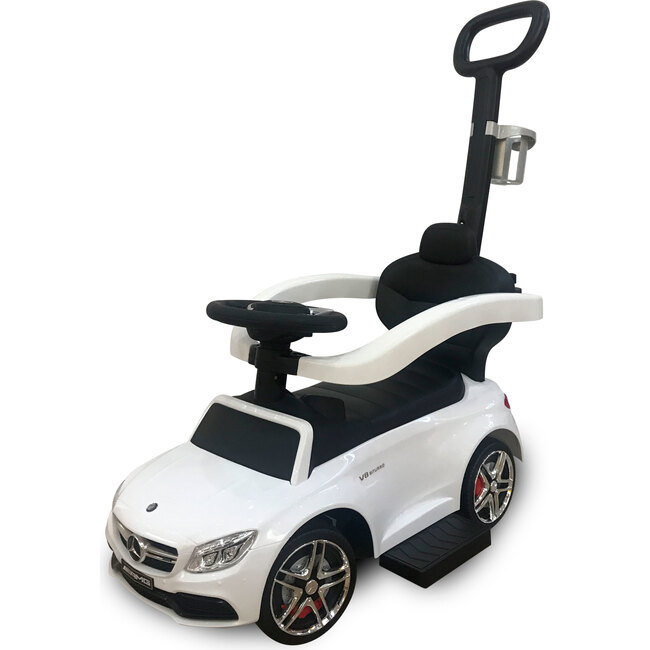 Mercedes C63 3 in 1 Push Car, White with Cup Holder - Ride-On - 7