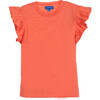 Mary Ruffle Top, Tangerine - Shirts - 1 - thumbnail