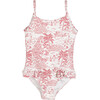 Malia One Piece Swimsuit, Red Seascape Toile - One Pieces - 1 - thumbnail