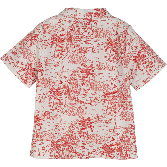 Oliver Button Down Shirt, Red Seascape Toile - Shirts - 2