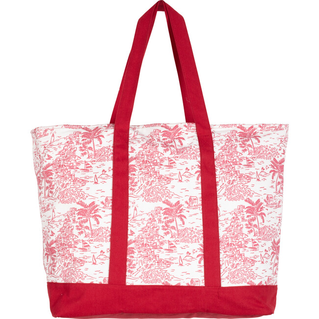 Zoe Large Tote, Red Seascape Toile - Bags - 2