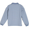 Taro Polo Sweatshirt, Dusty Blue & Cream Stripe - Sweatshirts - 2 - thumbnail