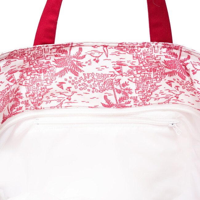 Zoe Large Tote, Red Seascape Toile - Bags - 3