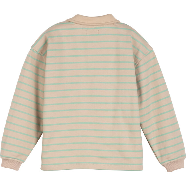 Taro Polo Sweatshirt, Aqua & Cream Stripe - Sweatshirts - 2
