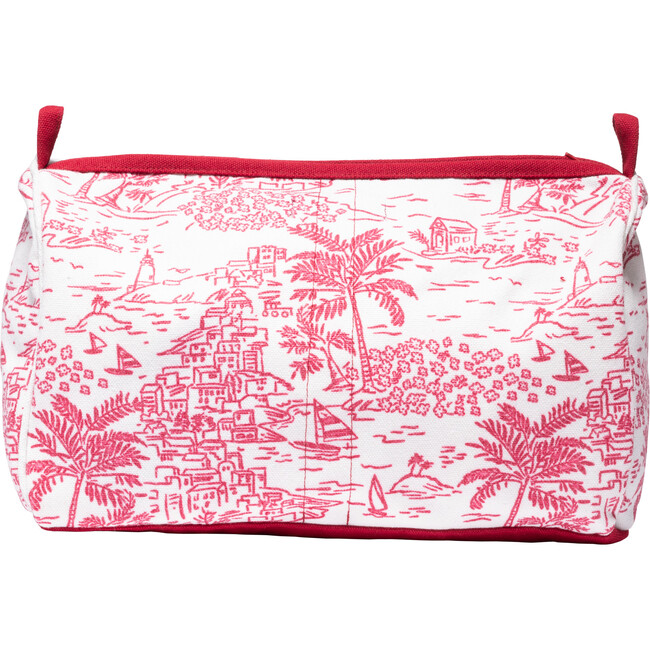 Evangeline Cosmetic Bag, Red Seascape Toile