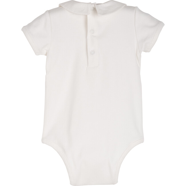 Baby Syd Short Sleeve Pointed Collar Bodysuit, White - Onesies - 2