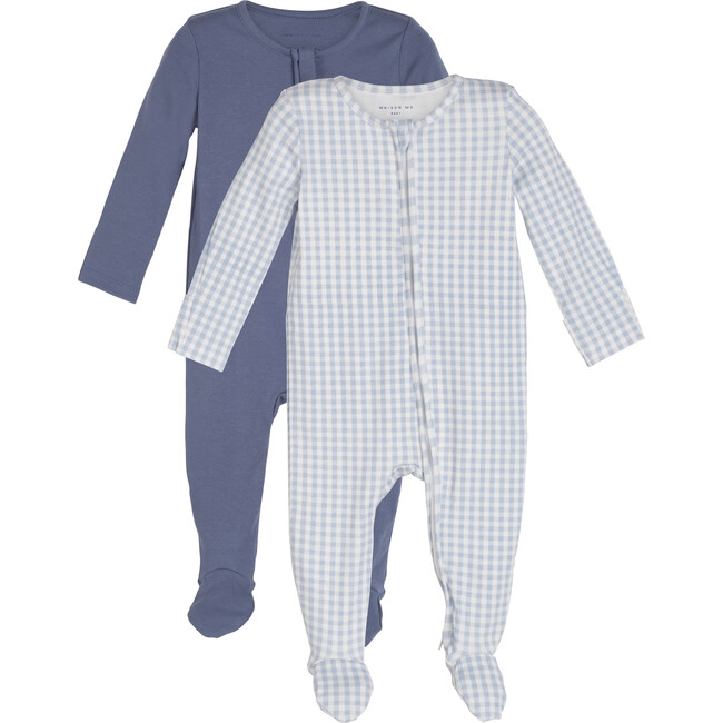 Baby Benjamin Zip Footie Duo, Blue Multi - Footie Pajamas - 1