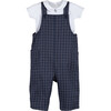 Baby Mattias Bodysuit & Overall Set, Navy Plaid - Mixed Apparel Set - 1 - thumbnail