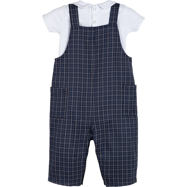 Baby Mattias Bodysuit & Overall Set, Navy Plaid - Mixed Apparel Set - 2