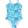 Gazette Tie-Dye Flowers One-piece Swimsuit, Bleu Marine - One Pieces - 1 - thumbnail