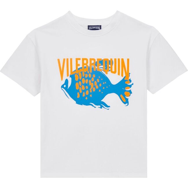 Gabin Vilebrequin Fish Crew Neck Short Sleeve T-Shirt, White - T-Shirts - 1