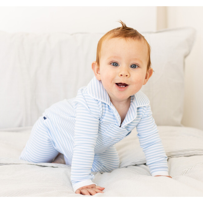 Classic Pajama Footie, Blue Stripe - Pajamas - 2