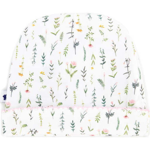 Scallop Trim Infant Hat, Wildflower Print