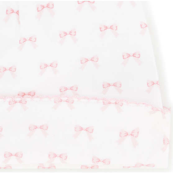 Scallop Trim Infant Hat, Pink Bows Print - Hats - 2
