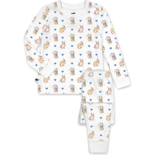 Crewneck Pajama Set, Bunny Heart Print