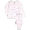 Crewneck Pajama Set, Pink Bows Print - Pajamas - 1 - thumbnail