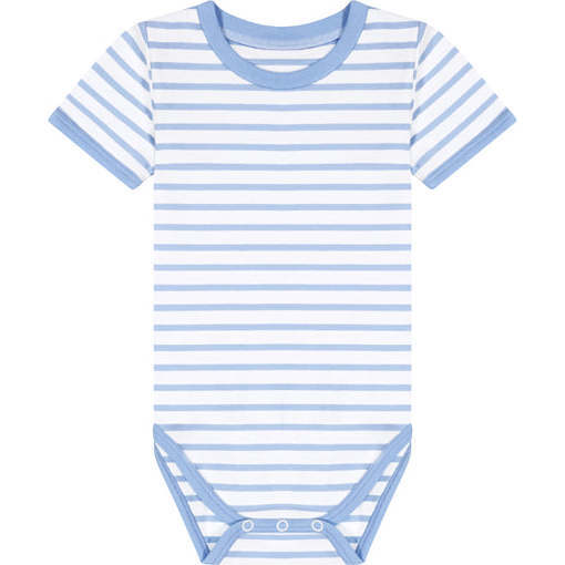 Organic Ringer Tee Bodysuit, French Blue Stripe - Bodysuits - 1