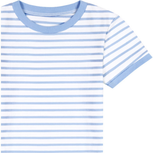 Organic Ringer Tee, French Blue Stripe - T-Shirts - 4