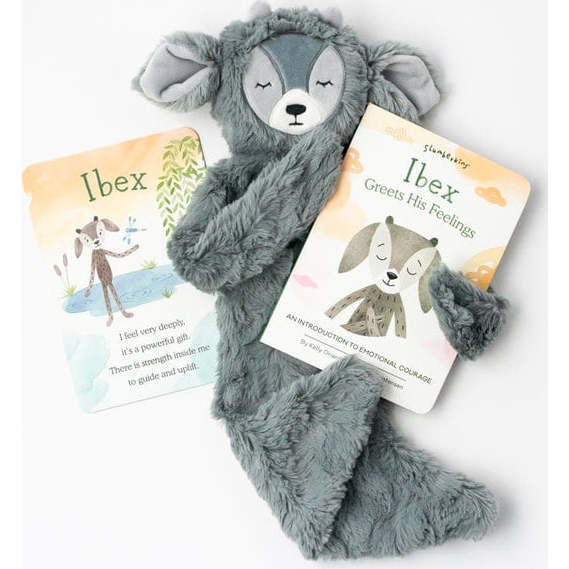 Ibex's Emotional Courage Plush Snuggler and Book Bundle, Slate