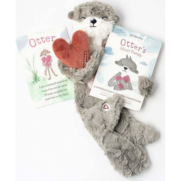 Otter's Building Connections Plush Snuggler and Book Bundle, Pebble