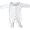 Soft Footie With Contrast Pleated Collar, White - Rompers - 1 - thumbnail