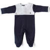 Soft Footie With Quilted Detail, Navy - Rompers - 1 - thumbnail