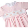 Soft Footie with Flower Embroidery and High Poplin Collar, Pink - Rompers - 2 - thumbnail