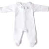 Quilted Footie With Poplin Collar, White - Rompers - 1 - thumbnail