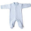 Quilted Footie With High Collar, Blue - Rompers - 1 - thumbnail