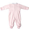 Soft Footie with Flower Embroidery and High Poplin Collar, Pink - Rompers - 3 - thumbnail