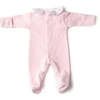 Quilted Footie With Poplin Dotted Collar, Pink - Rompers - 3