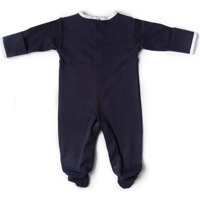 Soft Footie With Quilted Detail, Navy - Rompers - 3