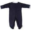 Soft Footie With Quilted Detail, Navy - Rompers - 3 - thumbnail