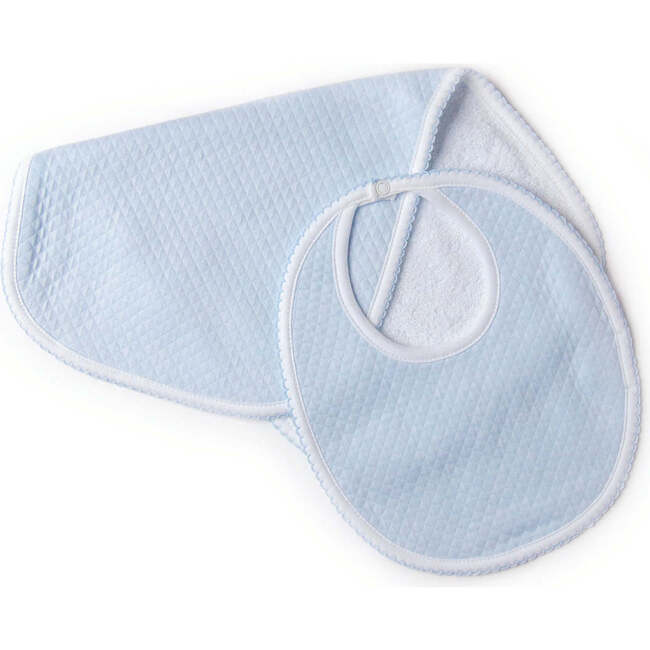Bib & Burp Cloth Set, Blue - Bibs - 1