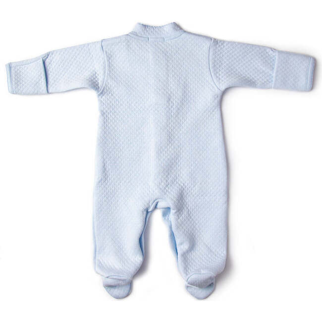 Quilted Footie With High Collar, Blue - Rompers - 4