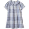 Selah Peter Pan Collar Check Dress, Blue Slub - Dresses - 1 - thumbnail