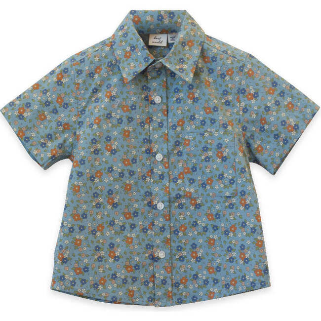 Cotton Collar Short Sleeve Floral Shirt, Cottage