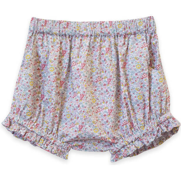Cotton Elasticated Ruffle Hem Floral Bloomer, Meadow