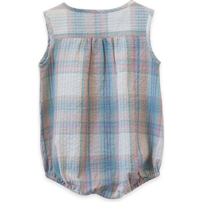 Baby Seersucker Romper, Arctic Blue - Onesies - 2