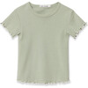 Lina Baby Rib Ruffle Tee, Green Tea - T-Shirts - 1 - thumbnail