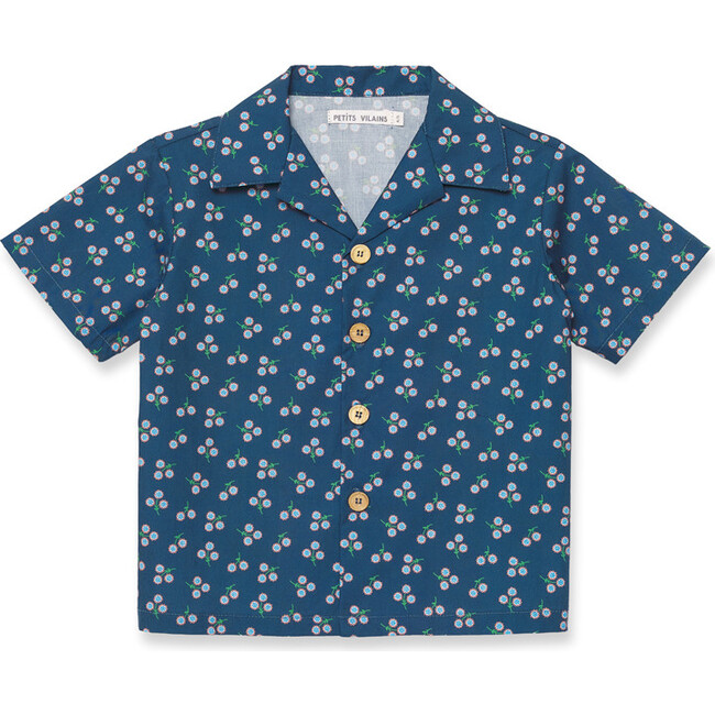 Adrien Cotton Poplin Aloha Shirt, Geo Floral - Shirts - 1