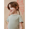 Lina Baby Rib Ruffle Tee, Green Tea - T-Shirts - 2