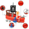 Water Fun Inflatable Pirate Ship Sprinkler Play Center with Air Pump, Beach Balls & Accessories, Red - Pool Floats - 3