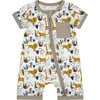 Jungle Friends Bamboo Shortie Romper, Cream - Rompers - 1 - thumbnail