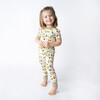 Jungle Friends Two-Piece Bamboo Short Sleeve Pajama Pants Set, Cream - Pajamas - 2