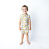 Jungle Friends Bamboo Short Sleeve Kids Pajama Shorts Set, Cream - Pajamas - 2