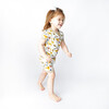 Jungle Friends Bamboo Short Sleeve Kids Pajama Shorts Set, Cream - Pajamas - 3